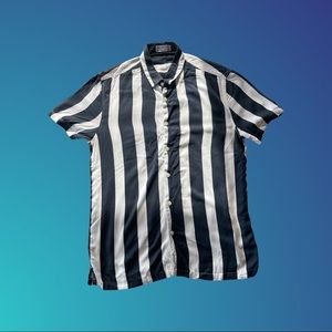 Bershka white & navy striped button down